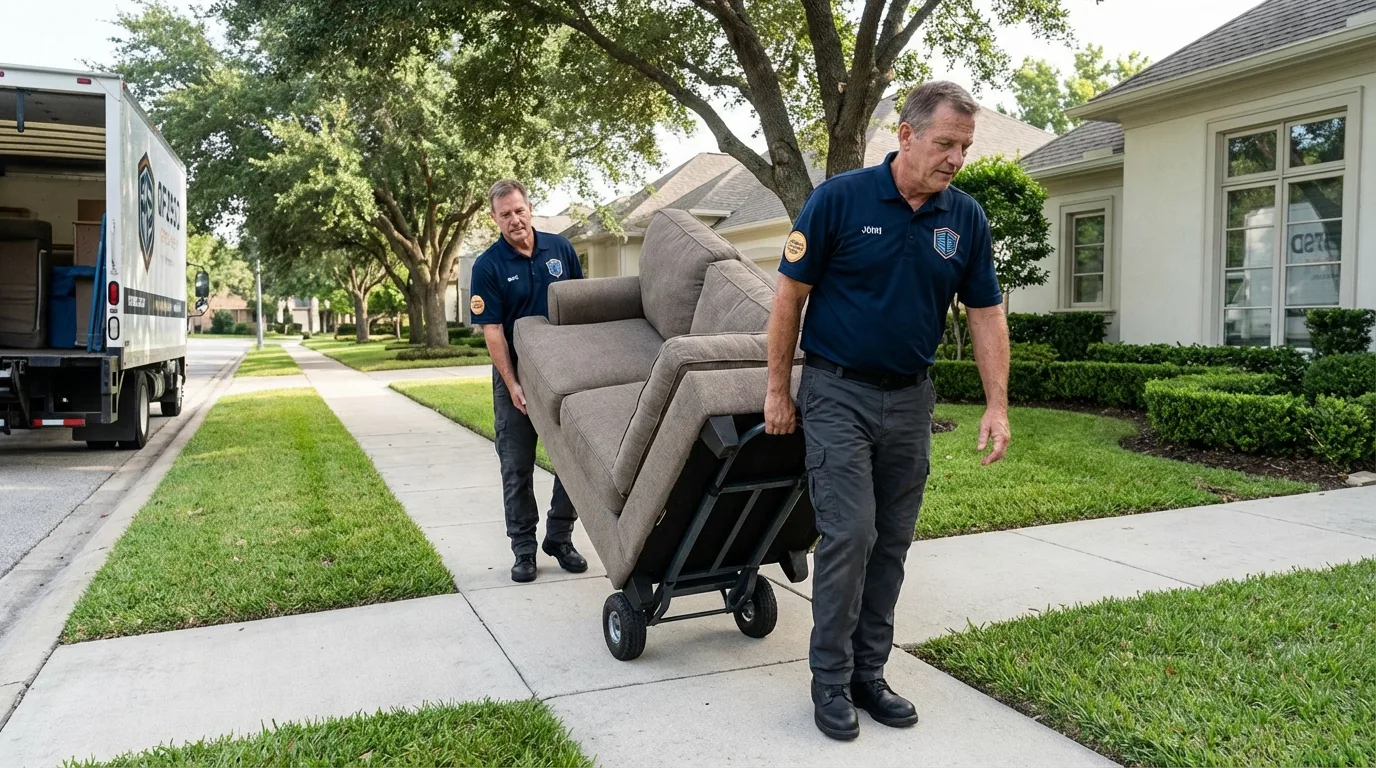 Local residential moving crew loading furniture in Woodbury, CT